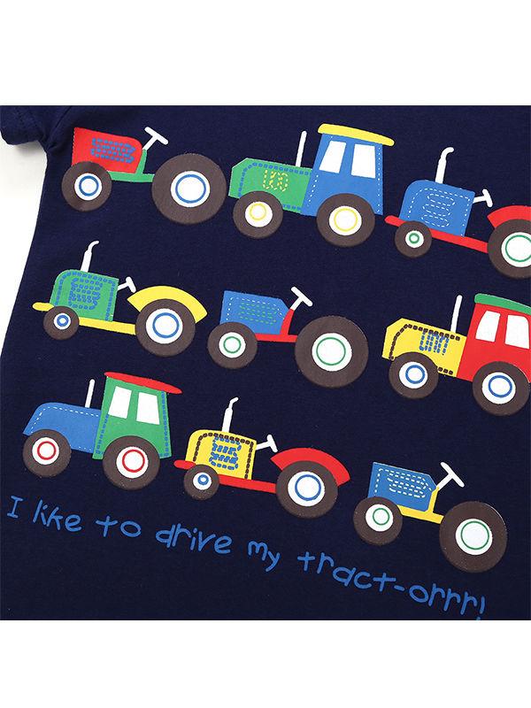 Cool Tractors T-shirt Print Cotton Tee Short-sleeved Top for Baby Toddler Boys - dianjiang-