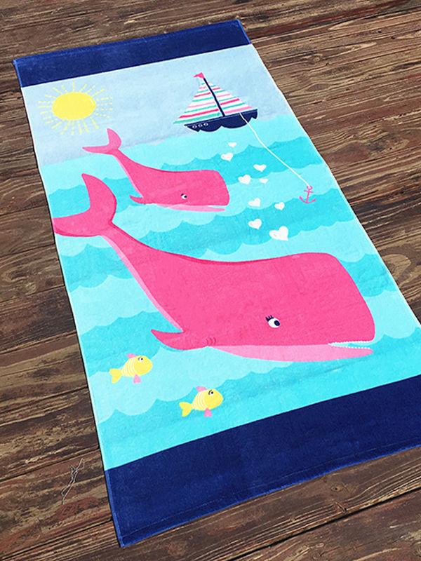 Multi-color Cut Velvet Beach Towel Cartoon Printed Formaldehyde-free Bath Towel - dianjiang-