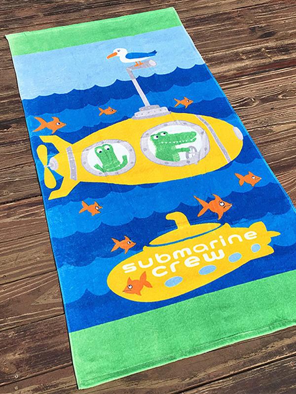 Multi-color Cut Velvet Beach Towel Cartoon Printed Formaldehyde-free Bath Towel - dianjiang-