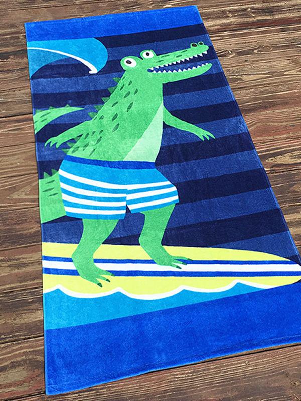 Multi-color Cut Velvet Beach Towel Cartoon Printed Formaldehyde-free Bath Towel - dianjiang-