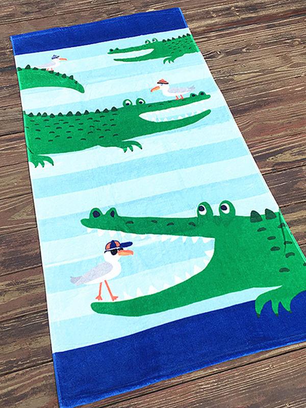 Multi-color Cut Velvet Beach Towel Cartoon Printed Formaldehyde-free Bath Towel - dianjiang-