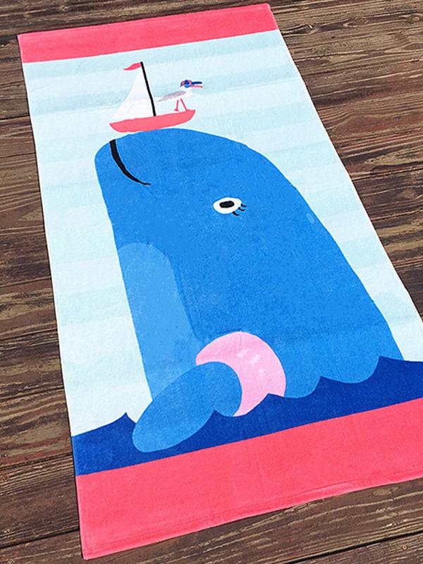 Multi-color Cut Velvet Beach Towel Cartoon Printed Formaldehyde-free Bath Towel - dianjiang-