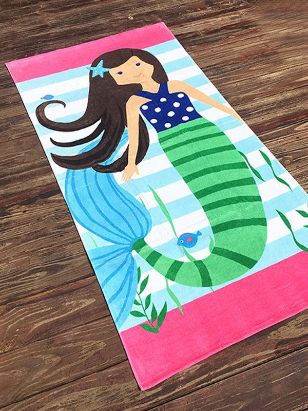 Multi-color Cut Velvet Beach Towel Cartoon Printed Formaldehyde-free Bath Towel - dianjiang-