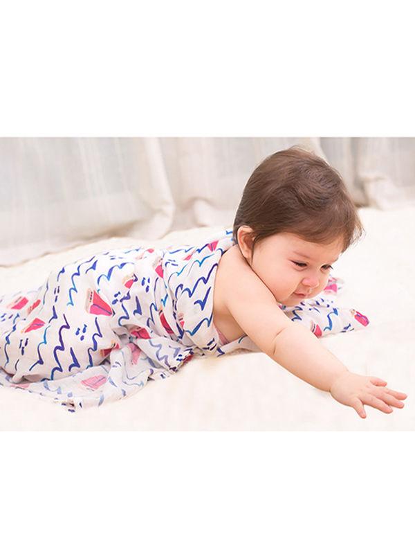 Bamboo Fiber Double-deck Gauze Baby Towel Print Swaddle Wrap Blanket - dianjiang-