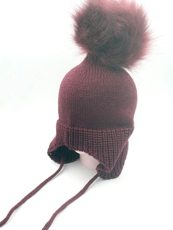 Cute Fuzzy Ball Knitting Wool Hat Babies Toddlers Accessory - dianjiang-