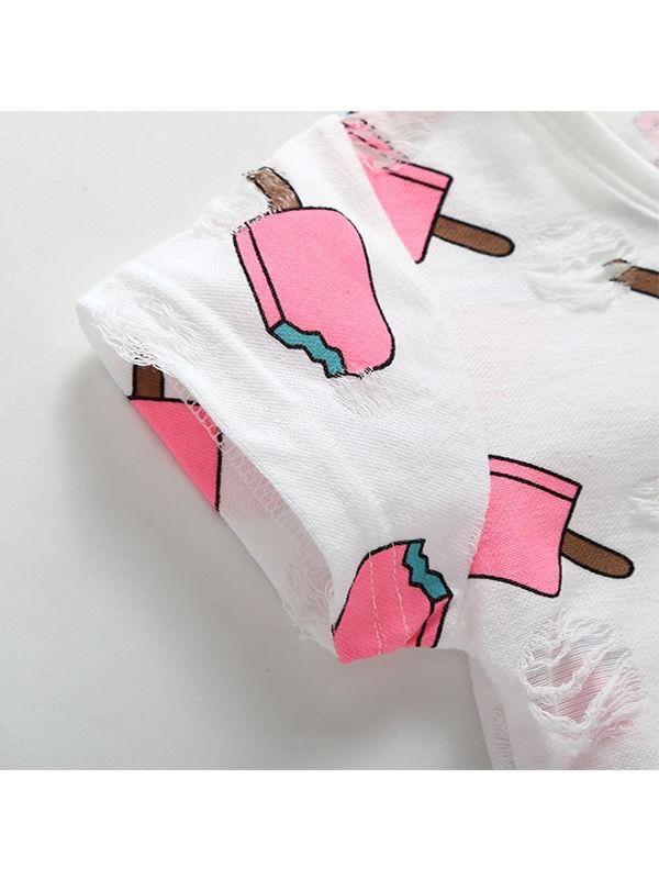 Popsicle Printed Cotton Tee Short-sleeve T-shirt Top for Baby Toddler Grils High Quality - dianjiang-