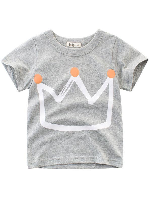 King Crown Print Top Cotton Tee Short-sleeve T-shirt - dianjiang-