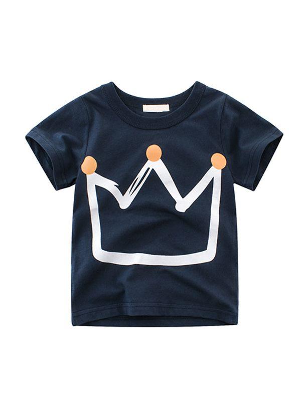 King Crown Print Top Cotton Tee Short-sleeve T-shirt - dianjiang-