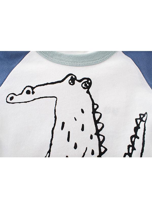 Cartoon Top Crocodile Print Cotton Tee Short-sleeve T-shirt - dianjiang-