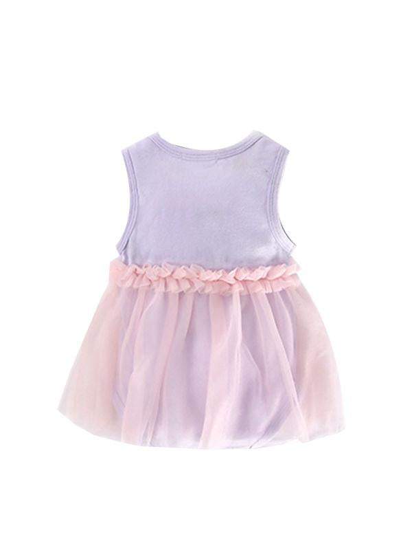 Purple Infant Baby Girls Cute Paneled Floral Tutu Party Dress Tulle Sleeveless - dianjiang-