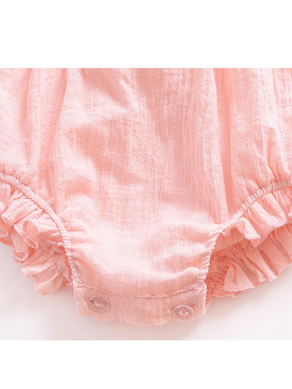 Solid Color Romper Backless Strapped Sleeveless Bodysuit for Baby Girls - dianjiang-