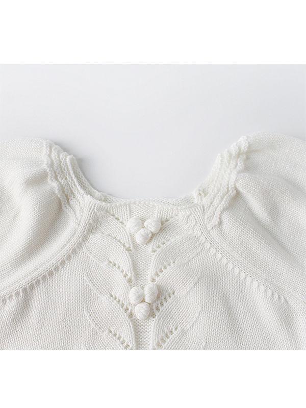 Puff Sleeve Knitwear Cotton Romper Baby Girls Bodysuit - dianjiang-