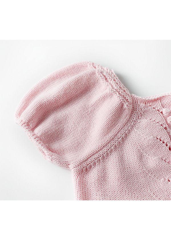 Puff Sleeve Knitwear Cotton Romper Baby Girls Bodysuit - dianjiang-