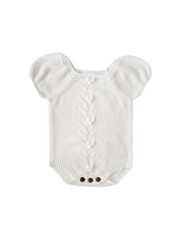 Puff Sleeve Knitwear Cotton Romper Baby Girls Bodysuit - dianjiang-