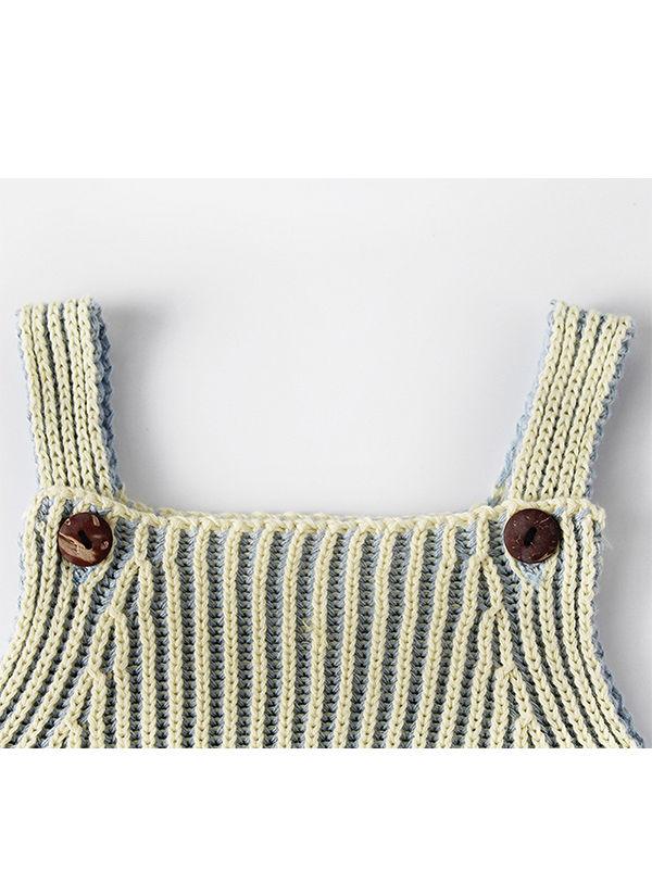 Striped Knitted Cotton Romper Sleeveless Girls Bodysuit - dianjiang-