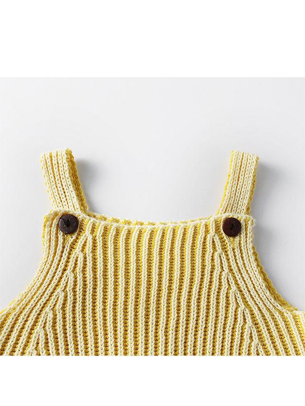 Striped Knitted Cotton Romper Sleeveless Girls Bodysuit - dianjiang-