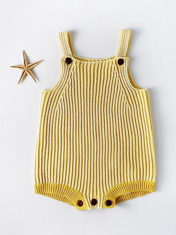 Striped Knitted Cotton Romper Sleeveless Girls Bodysuit - dianjiang-