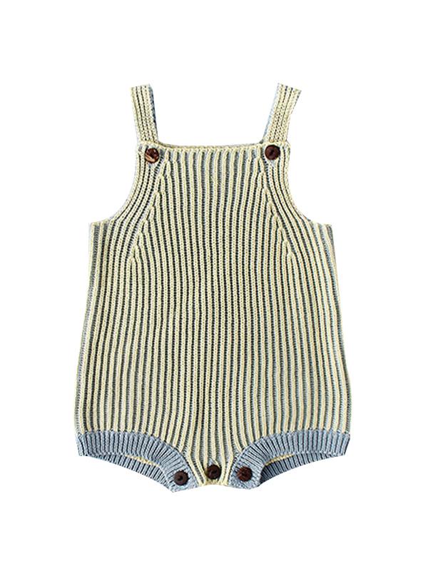 Striped Knitted Cotton Romper Sleeveless Girls Bodysuit - dianjiang-