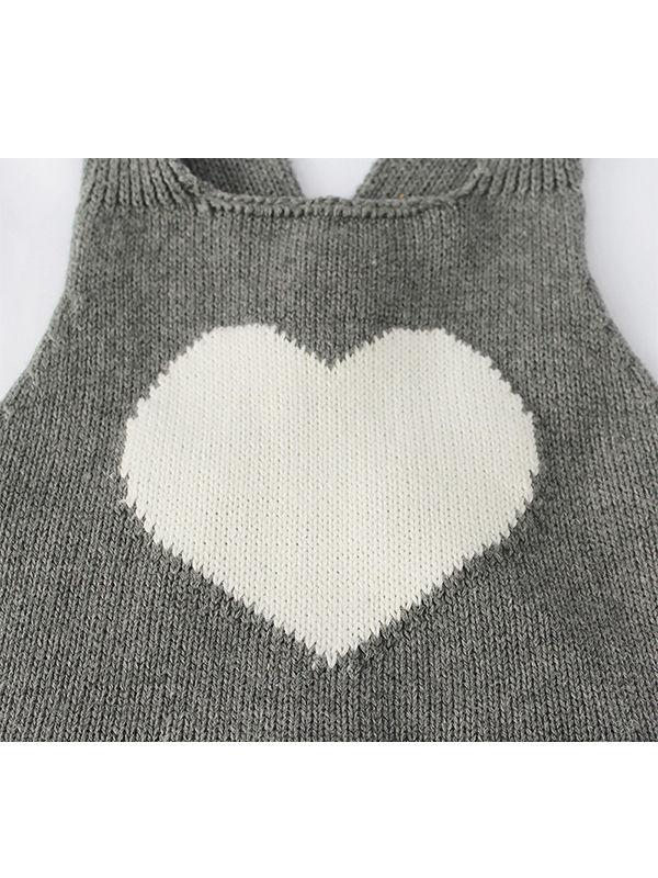 Cute Heart Pattern Knitted Wear Cotton Romper Sleeveless Bodysuit - dianjiang-