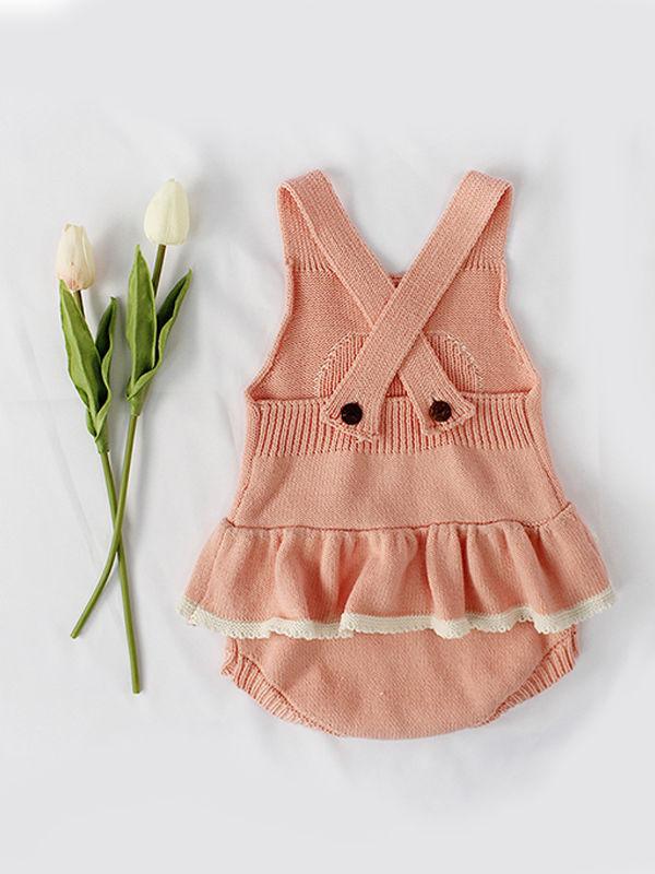 Cute Heart Pattern Knitted Wear Cotton Romper Sleeveless Bodysuit - dianjiang-