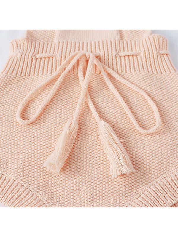 Strapped Knitted Cotton Romper Sleeveless Fringed Belt Onesie - dianjiang-