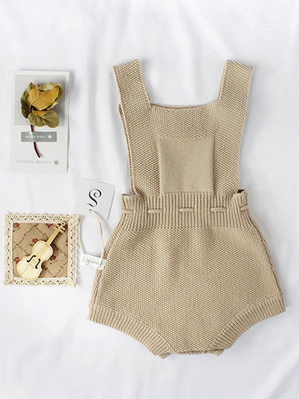 Strapped Knitted Cotton Romper Sleeveless Fringed Belt Onesie - dianjiang-