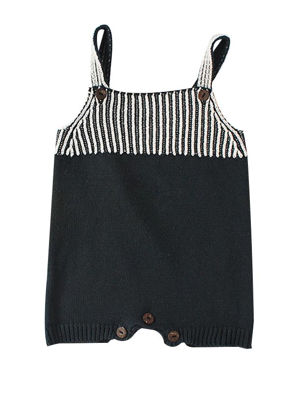 Strapped Bodysuit Color Block Stripes Knitted Romper - dianjiang-