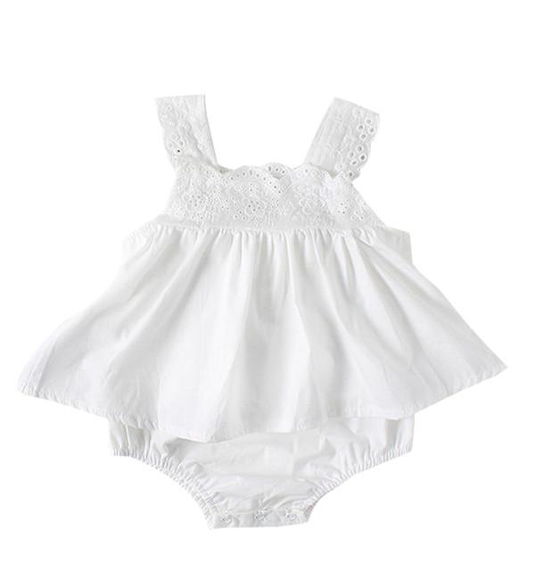 Dress-like Cotton Onesie Strapped Sleeveless Bodysuit for Baby Girls - dianjiang-