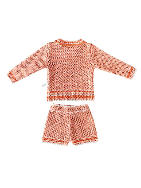 2-piece Knitted Wear Top + Shorts Set Long Sleeve Solid Color for Baby Boys Girls - dianjiang-