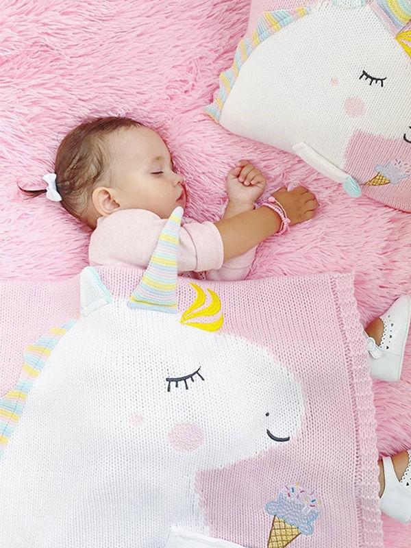 Cute 3D Unicorn Pattern Knitted Accessory Baby Blanket Northern European Scheme - dianjiang-