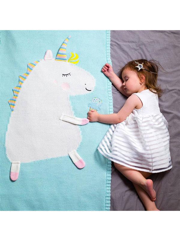 Cute 3D Unicorn Pattern Knitted Accessory Baby Blanket Northern European Scheme - dianjiang-