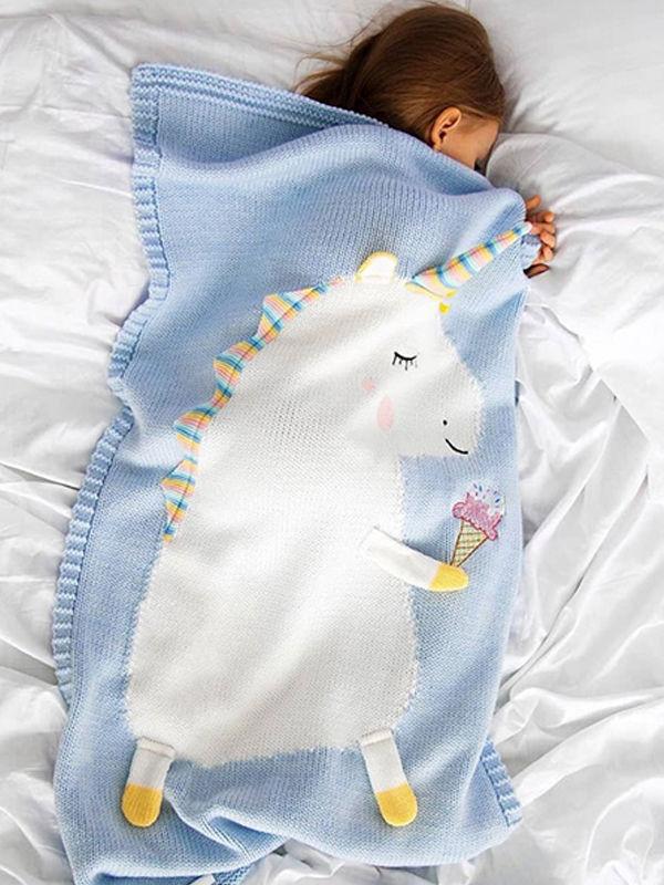 Cute 3D Unicorn Pattern Knitted Accessory Baby Blanket Northern European Scheme - dianjiang-