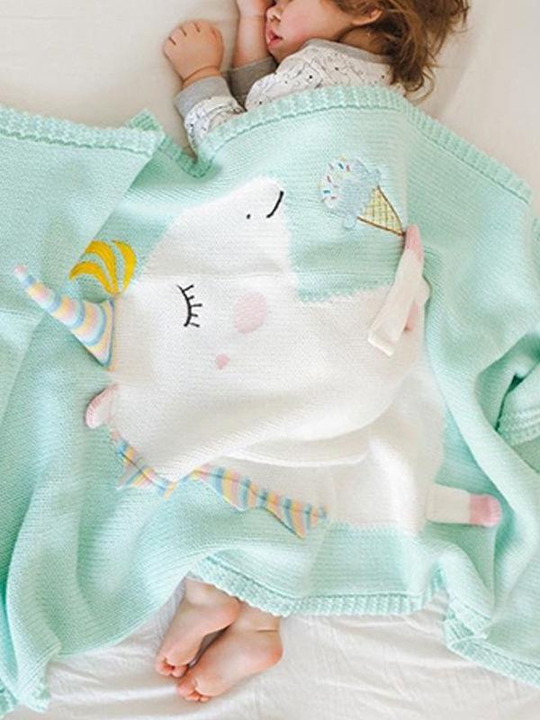 Cute 3D Unicorn Pattern Knitted Accessory Baby Blanket Northern European Scheme - dianjiang-