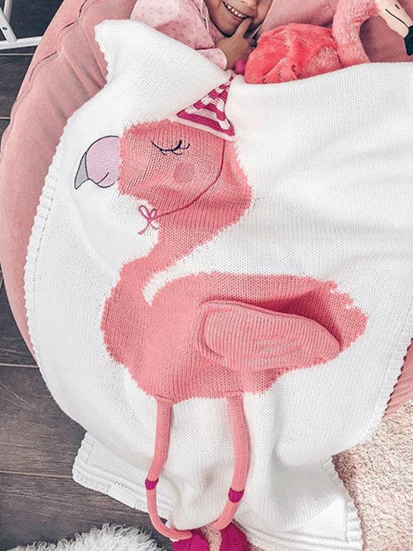 3D Flamingo Pattern Baby Toddler Knitted Blanket Northern Scheme - dianjiang-