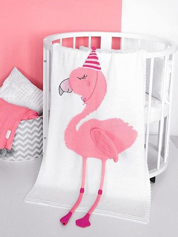 3D Flamingo Pattern Baby Toddler Knitted Blanket Northern Scheme - dianjiang-