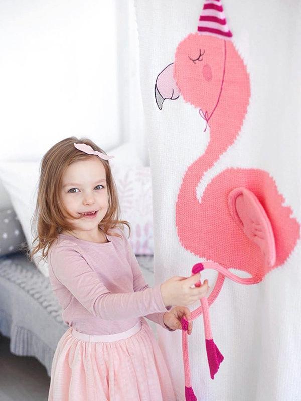 3D Flamingo Pattern Baby Toddler Knitted Blanket Northern Scheme - dianjiang-