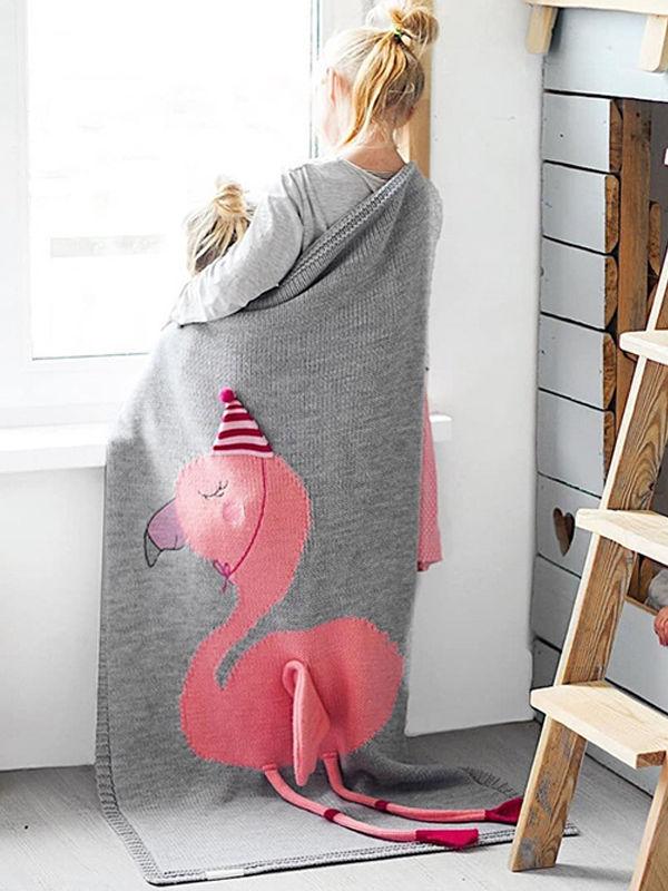 3D Flamingo Pattern Baby Toddler Knitted Blanket Northern Scheme - dianjiang-