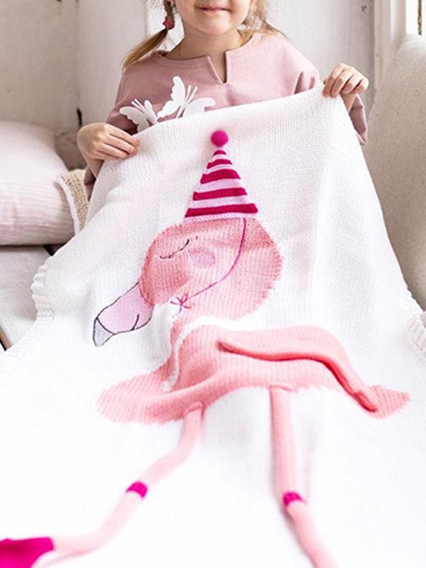 3D Flamingo Pattern Baby Toddler Knitted Blanket Northern Scheme - dianjiang-