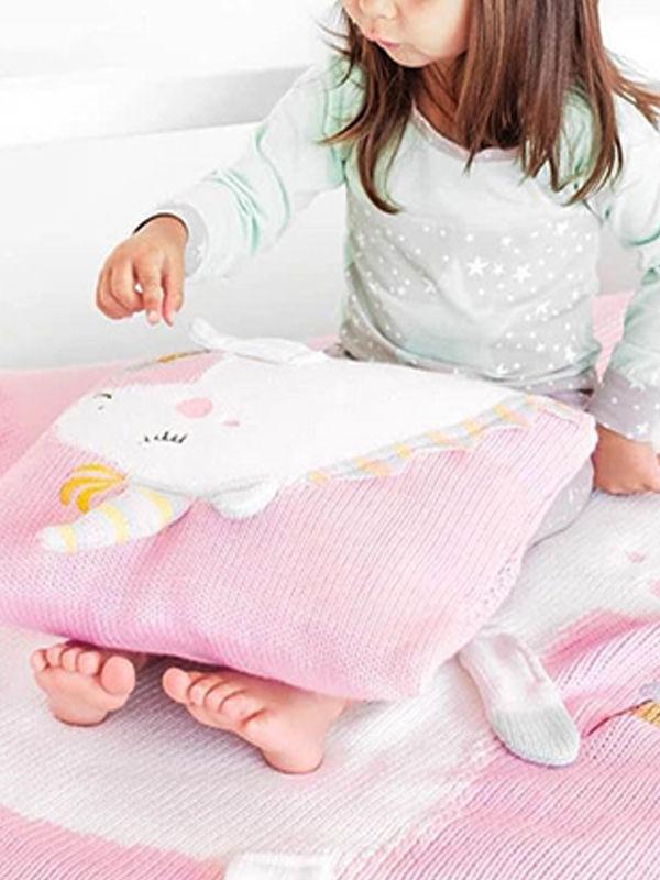 Adorable Back Cushion 3D Unicorn Pattern Knitted Baby Pillow - dianjiang-