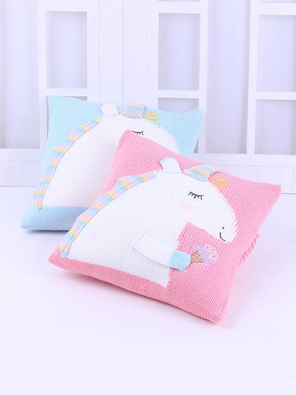 Adorable Back Cushion 3D Unicorn Pattern Knitted Baby Pillow - dianjiang-