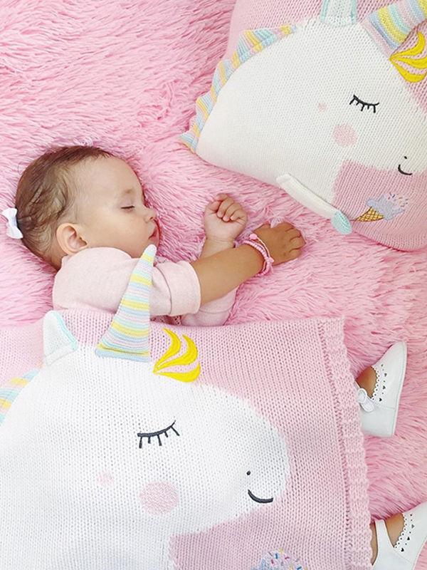 Adorable Back Cushion 3D Unicorn Pattern Knitted Baby Pillow - dianjiang-