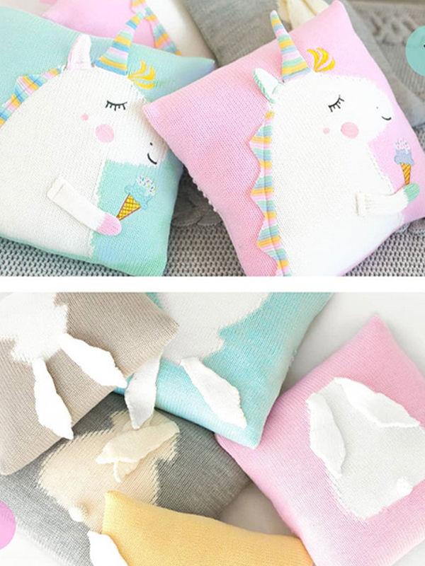 Adorable Back Cushion 3D Unicorn Pattern Knitted Baby Pillow - dianjiang-