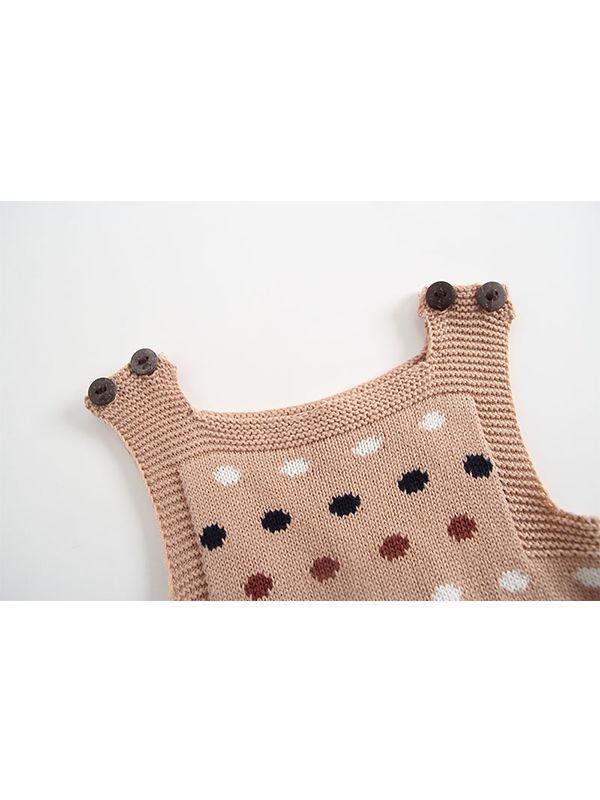 Dots Knitted Sleeveless Bodysuit Cotton Romper - dianjiang-