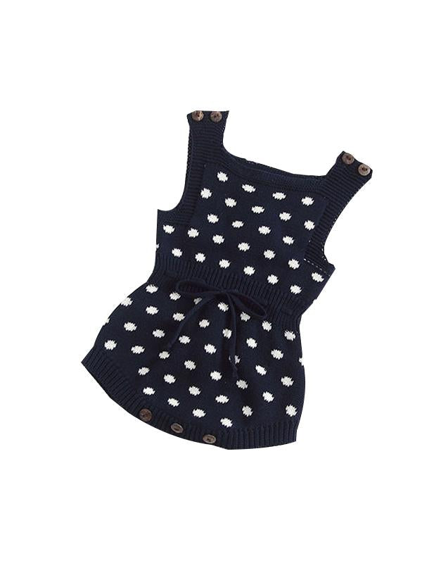 Dots Knitted Sleeveless Bodysuit Cotton Romper - dianjiang-