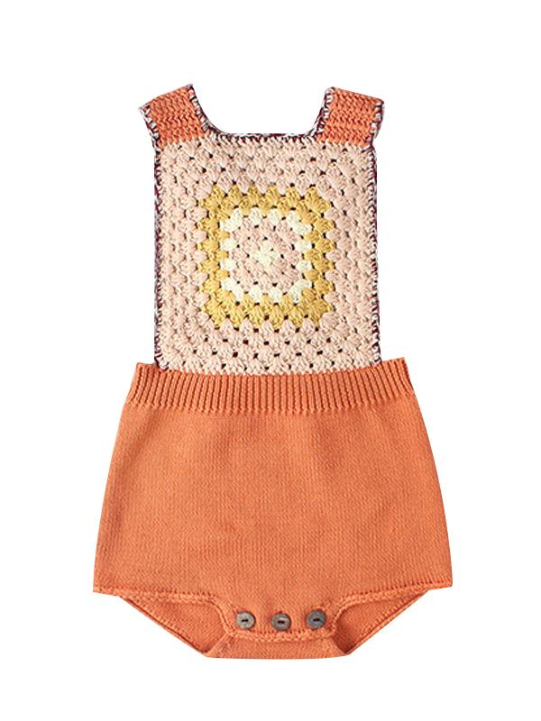 Sleeveless Strapped Bodysuit Knitted Graphic Cotton Romper for Baby Toddler Boys Girls - dianjiang-
