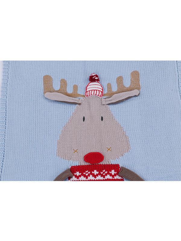 Christmas Deer 3D Ears Knitted Blanket Beach Mat - dianjiang-