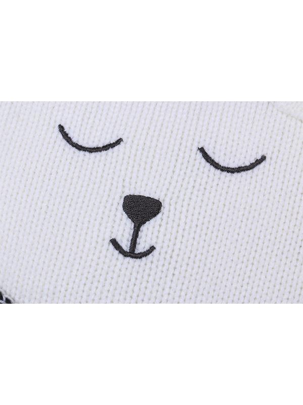 White Bear 3D Ears Knitted Pillow Back Cushion - dianjiang-