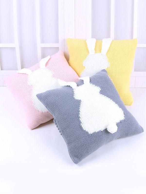 Rabbit Pattern 3D Ears Knitted Baby Kids Pillow Back Cushion - dianjiang-