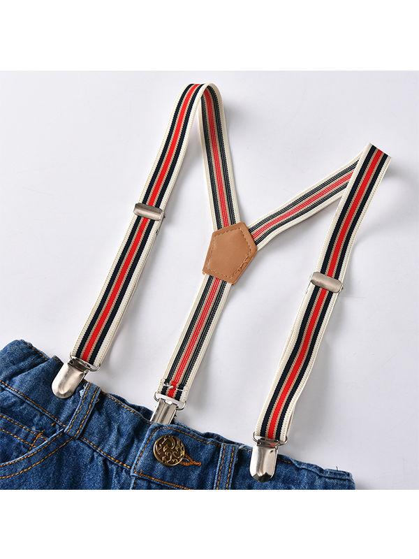 4-piece Outfit Sets Striped Shirt Jeans Belt Bowtie Set Long-sleeve Top For Toddlers Boys - dianjiang-