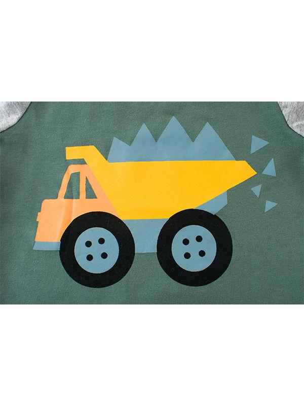 Truck Cartoon Color-blocking Cotton Top Tee Sports Long-sleeve - dianjiang-